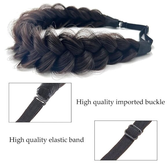 Synthetic Braided Headband Wide Strands Hair Accessory for Women Elegant